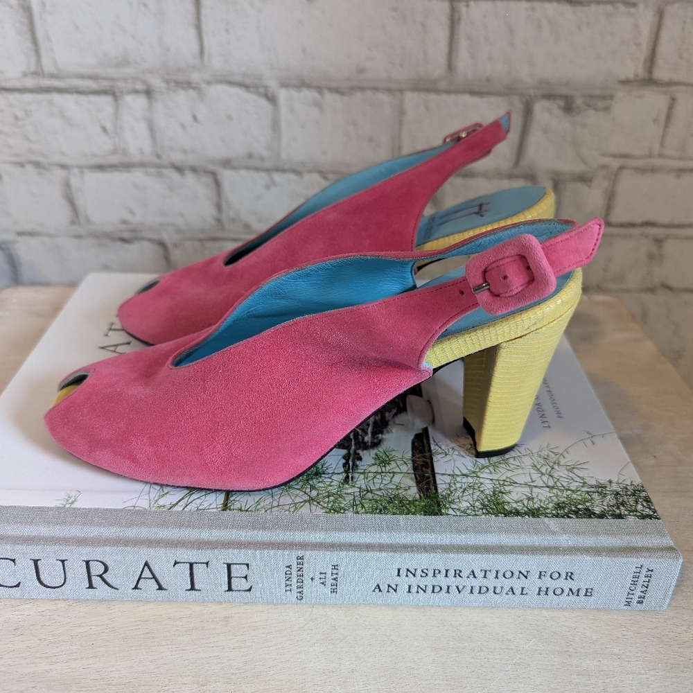 Beautiful Suede Leather Thierry Rabotin Slingbacks